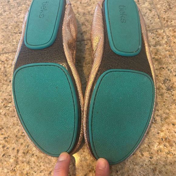 Tieks Rose Gold and Teal Foldable Flats - Picture 6 of 8